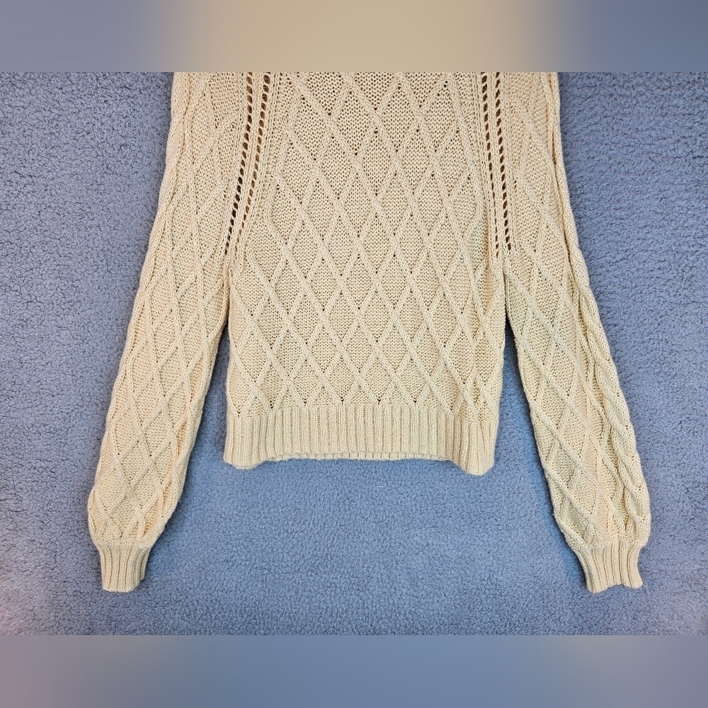 American Eagle Womens Yellow Knit Cropped Sweater Sz M Turtleneck Pullover* - Picture 4 of 9